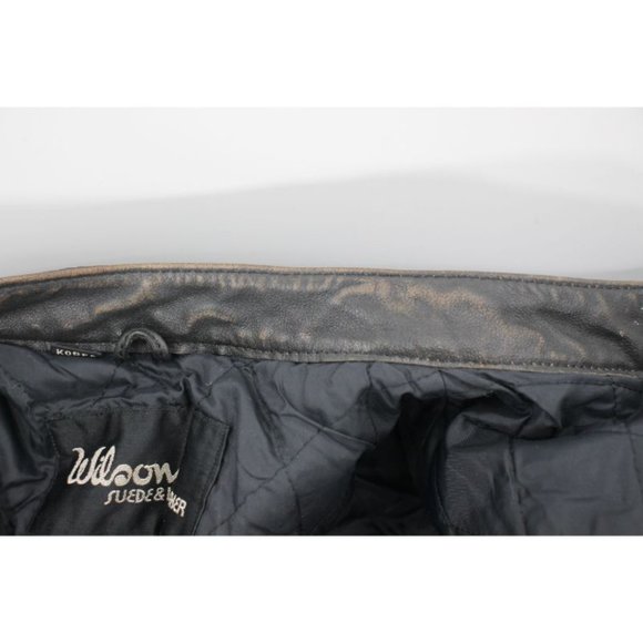 Vintage wilsons Mens 42 distressed leather jacket biker cafe racer asymmetrical - Picture 16 of 16